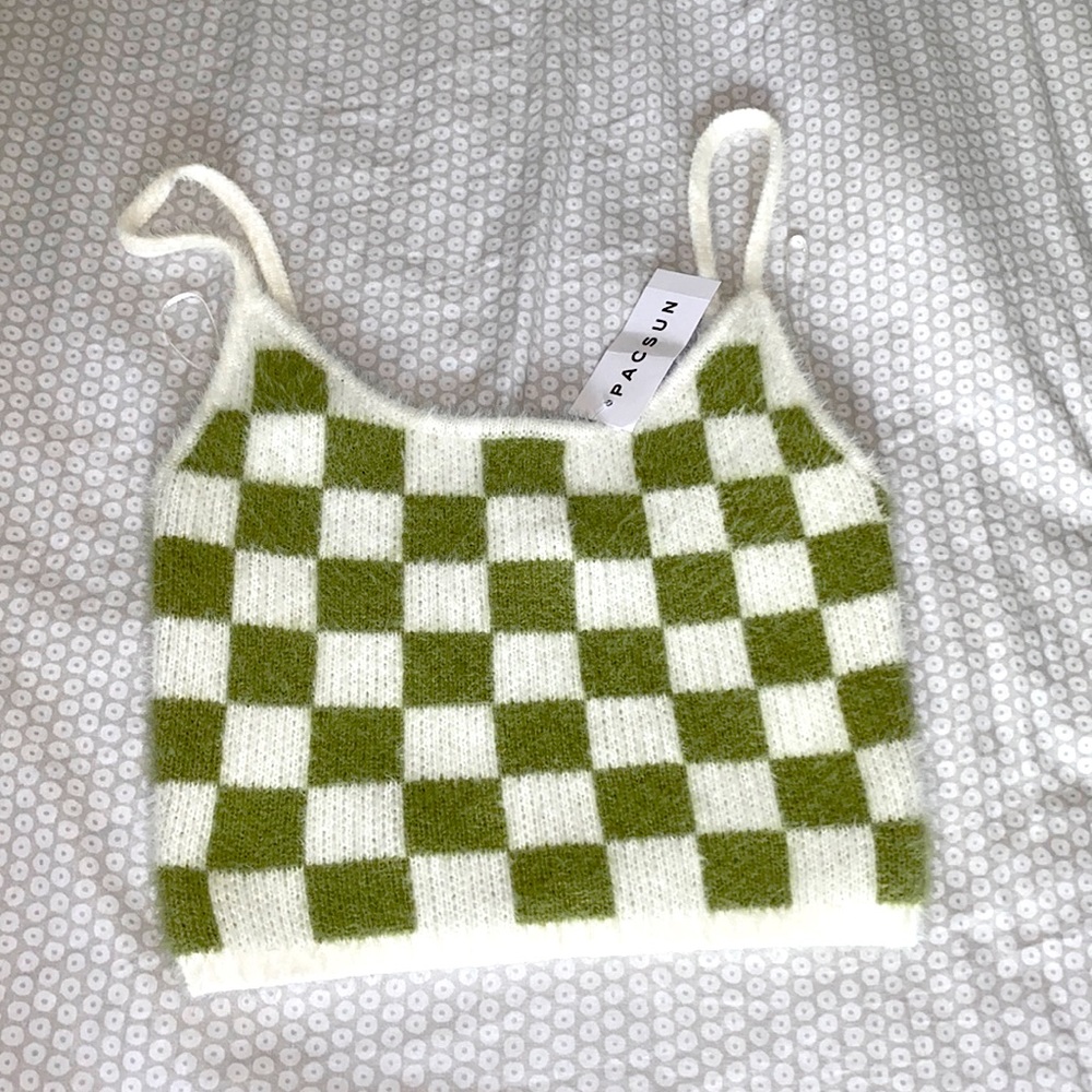Pacsun Fuzzy Checkerboard Top